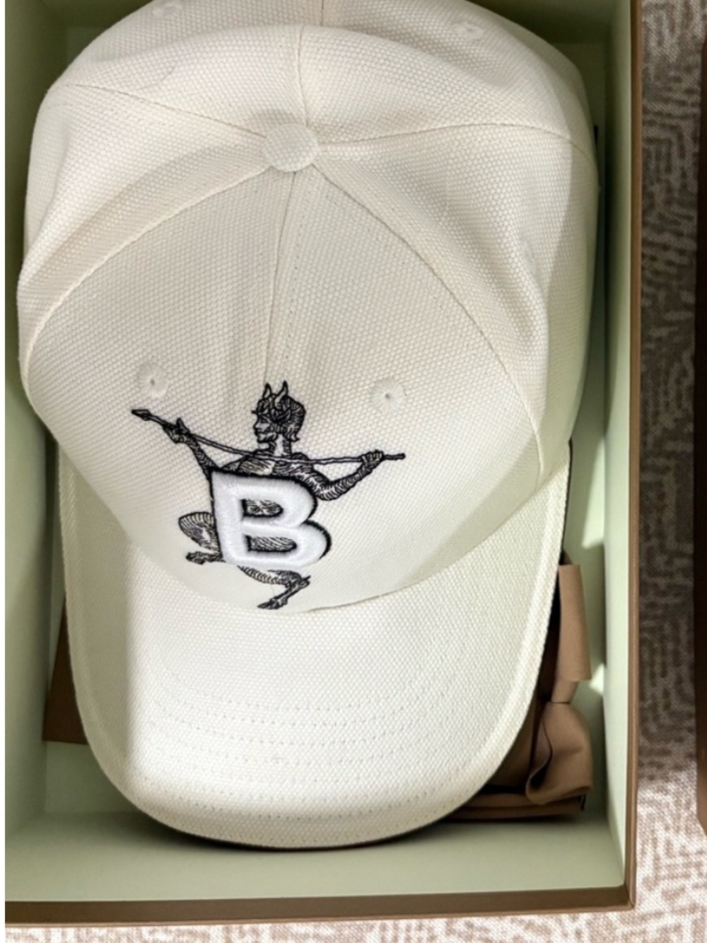Burberry White Cap with Orange Embroidered Logo